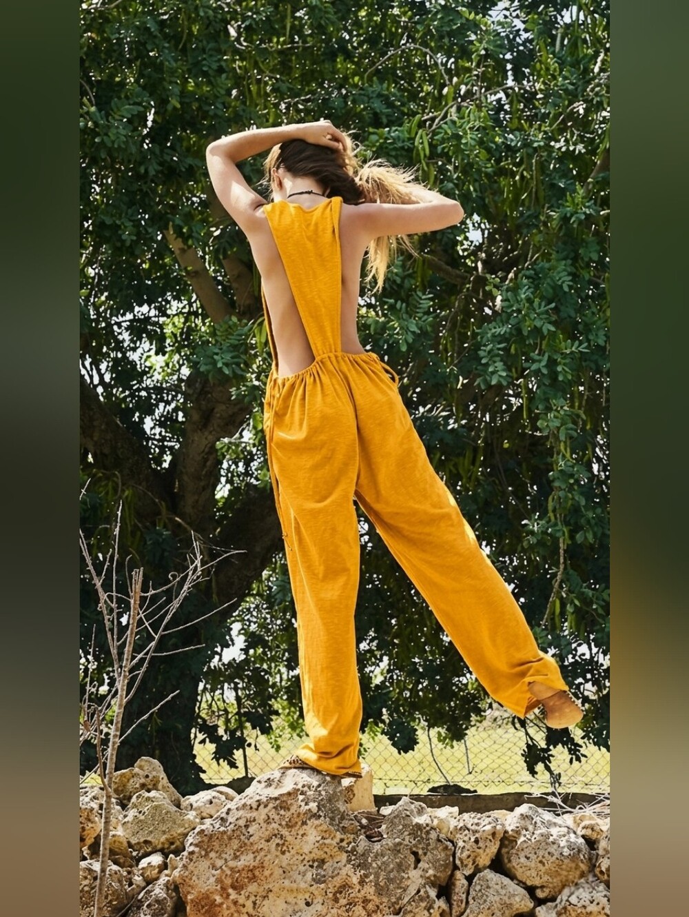 NWT Free People FP Beach Let's Chill One Piece in Yellow Oversize Jumpsuit S